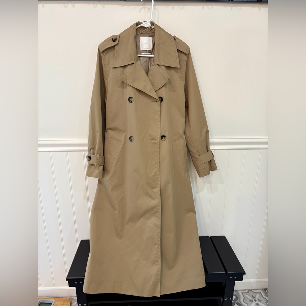 NWOT MANGO Beige Double-Breasted Trench Coat